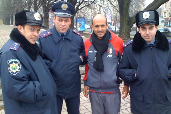 Donetsk January 2010 - Champions League game against Shakhtar - A talk with local police...