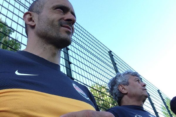 With Mircea Lucesco watching a training session - July 2013
